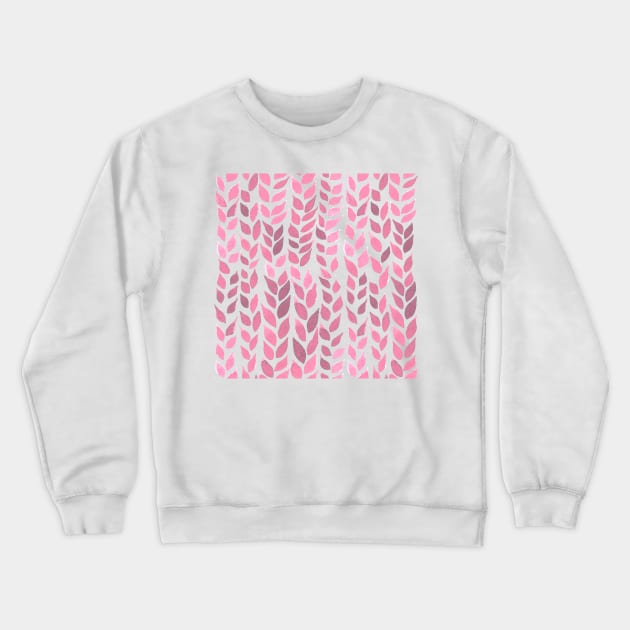 Simple Watercolor Leaves -  Burgundy & Light Pink Crewneck Sweatshirt by monitdesign